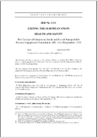 SI 1111 2020 The Carriage of Dangerous Goods and Use of Transportable Pressure Equipment (Amendment) (EU Exit) Regulations 2020
