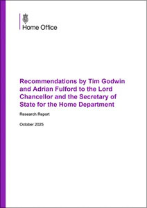 Recommendations by Tim Godwin and Adrian Fulford to the Lord Chancellor and the Secretary of State for the Home Department