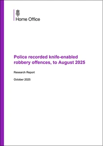 Police recorded knife-enabled robbery offences, to August 2025