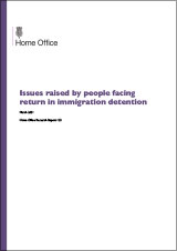 Issues raised by people facing return in immigration detention