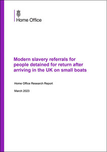 Modern slavery referrals for people detained for return after arriving in the UK on small boats